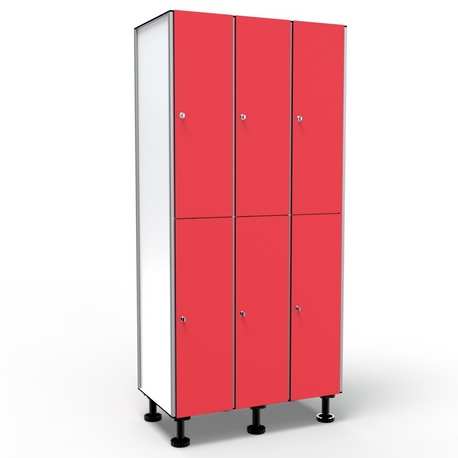 Locker 2 Doors 3 Modules - Red